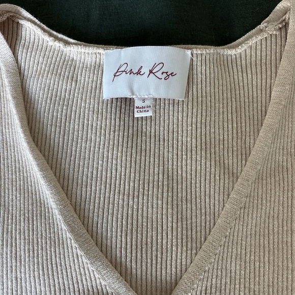 Pink Rose Light Beige Ribbed Top - Picture 2 of 4
